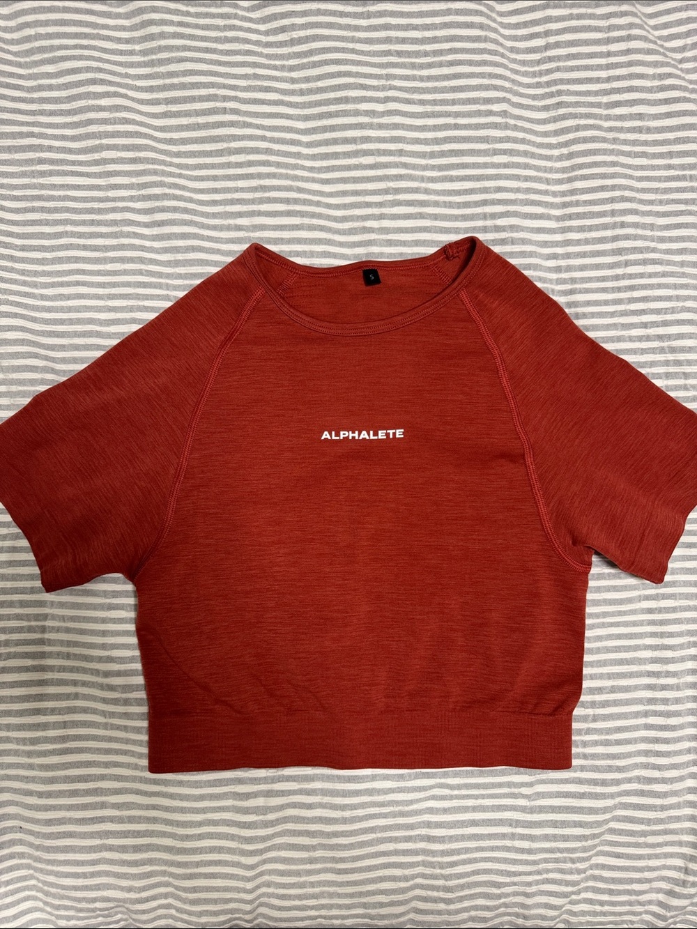 Alphalete Women's Rust Crop Tee with White Logo